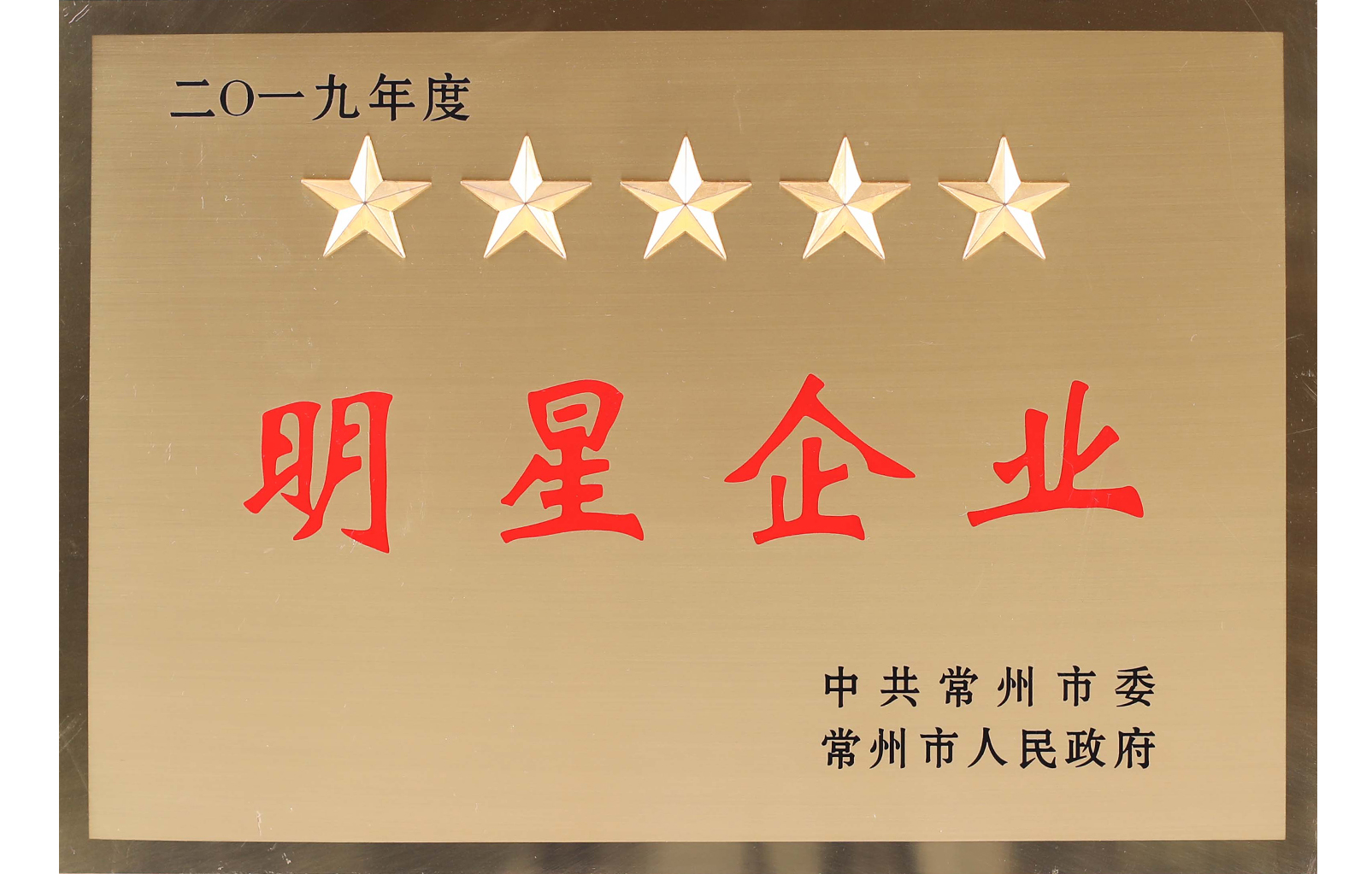 2019年度常州市五星明星企業(yè)